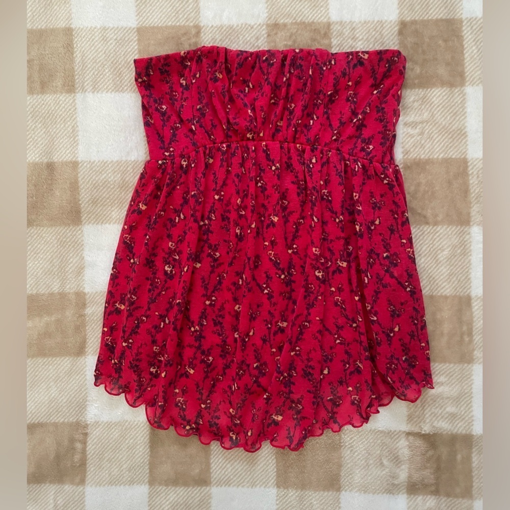 Free People XS Strapless Top Floral Red